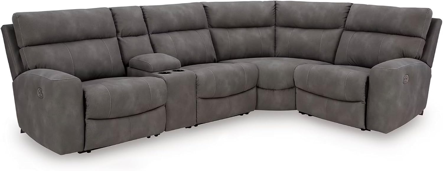 5-Piece Power Reclining Sectional with Console — Next-Gen Durapella power reclining furniture